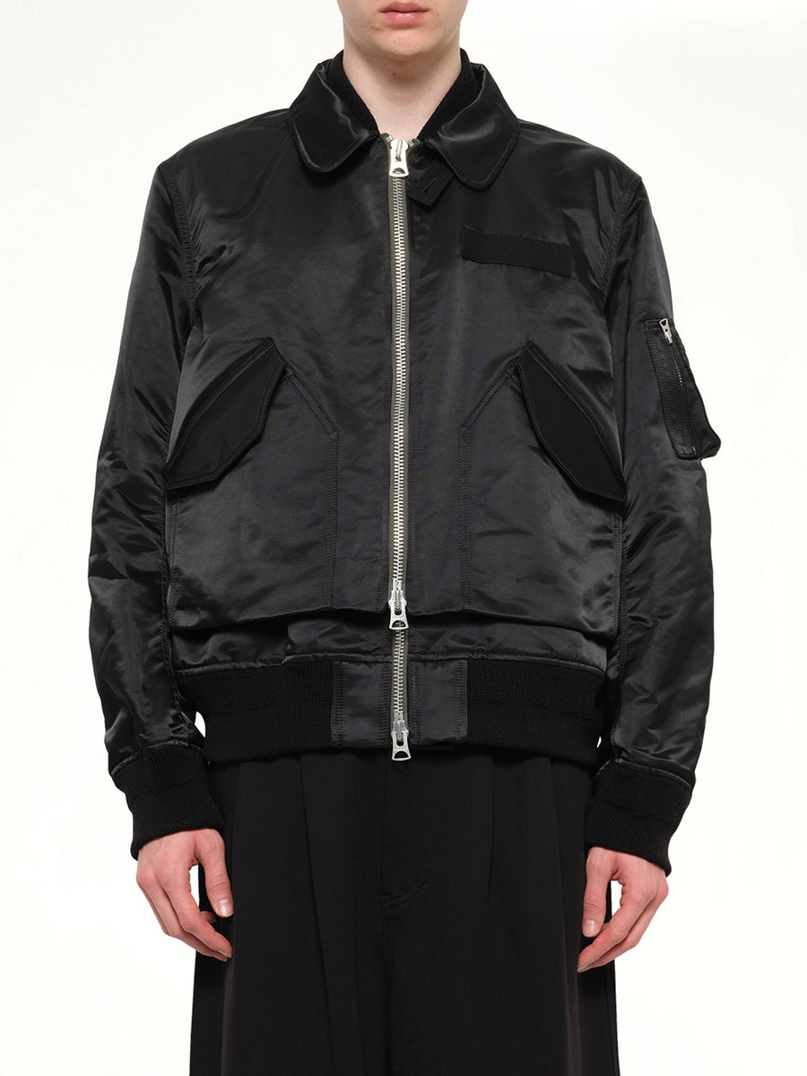 Cotton Nylon Twill Blouson in Black