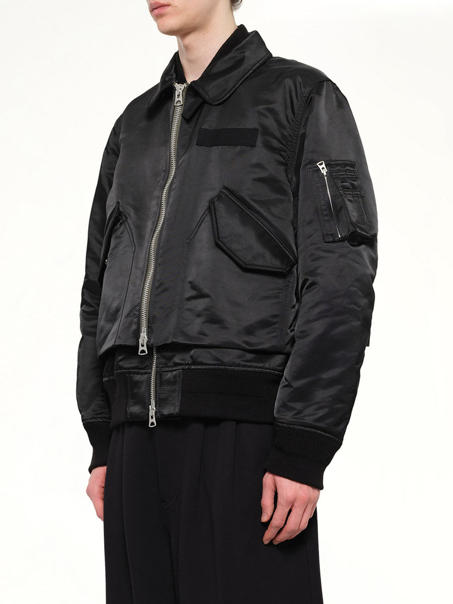 Cotton Nylon Twill Blouson in Black