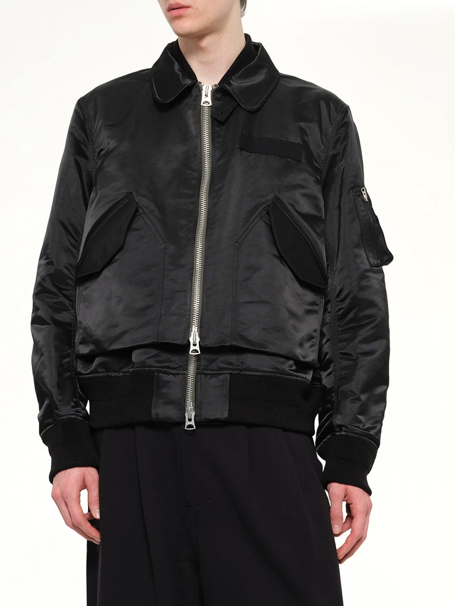 Cotton Nylon Twill Blouson in Black