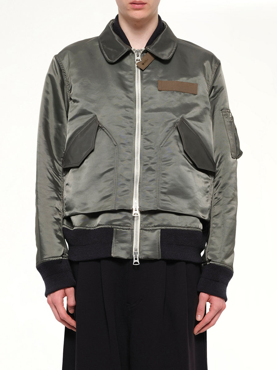 Cotton Nylon Twill Blouson in Dark Khaki
