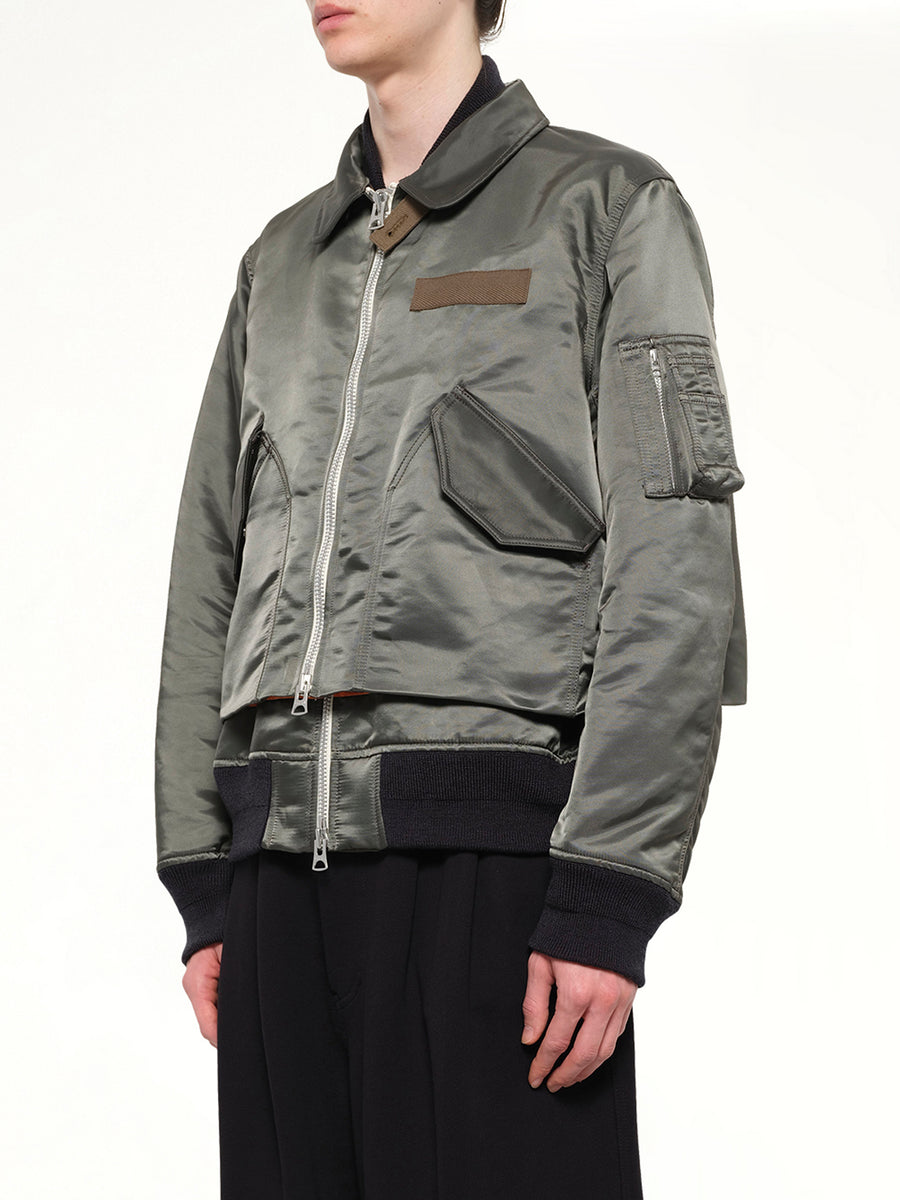 Cotton Nylon Twill Blouson in Dark Khaki