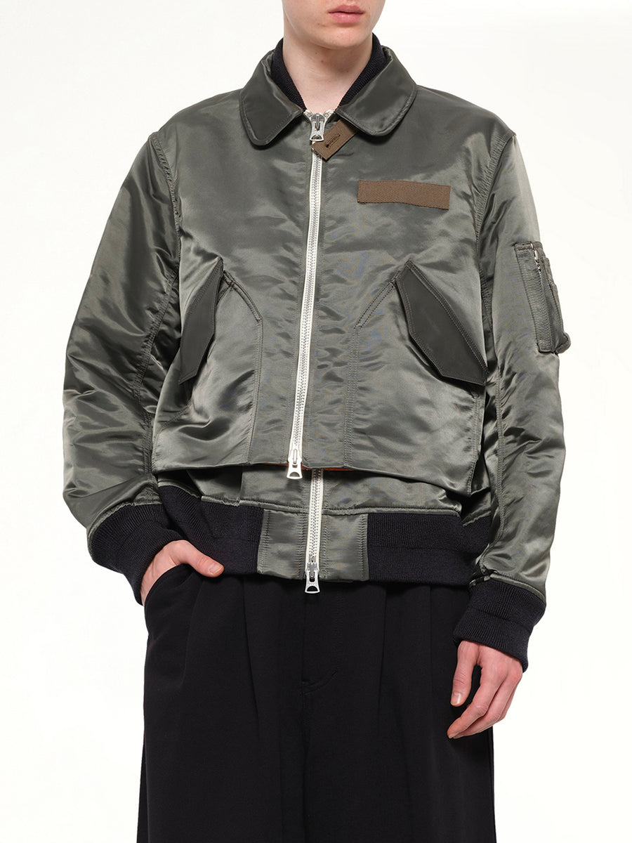 Cotton Nylon Twill Blouson in Dark Khaki
