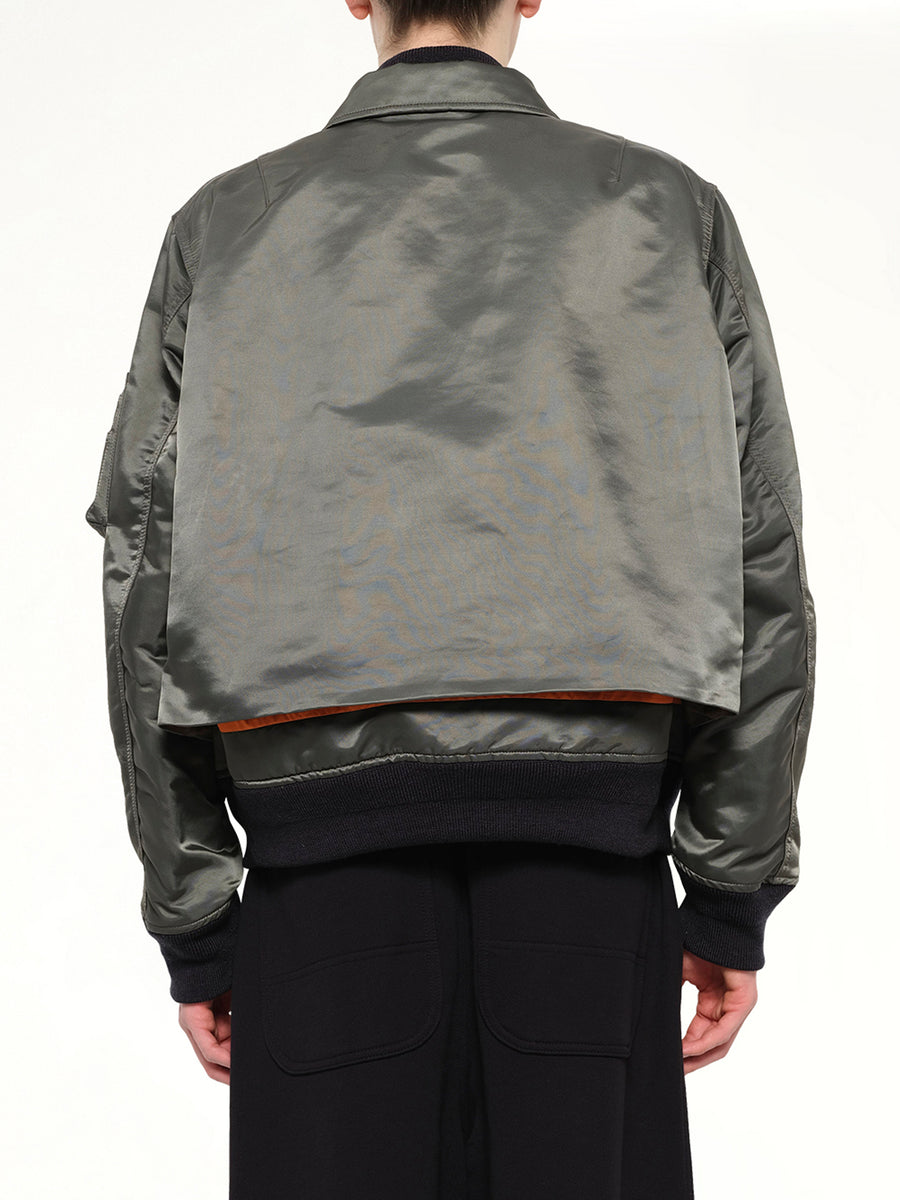 Cotton Nylon Twill Blouson in Dark Khaki