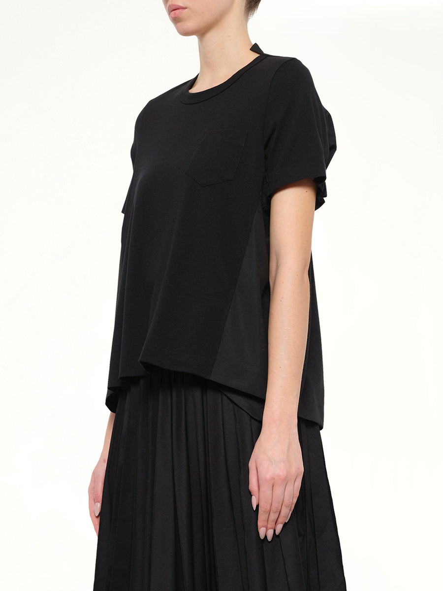 Cotton Poplin x Cotton Jersey T-Shirt in Black