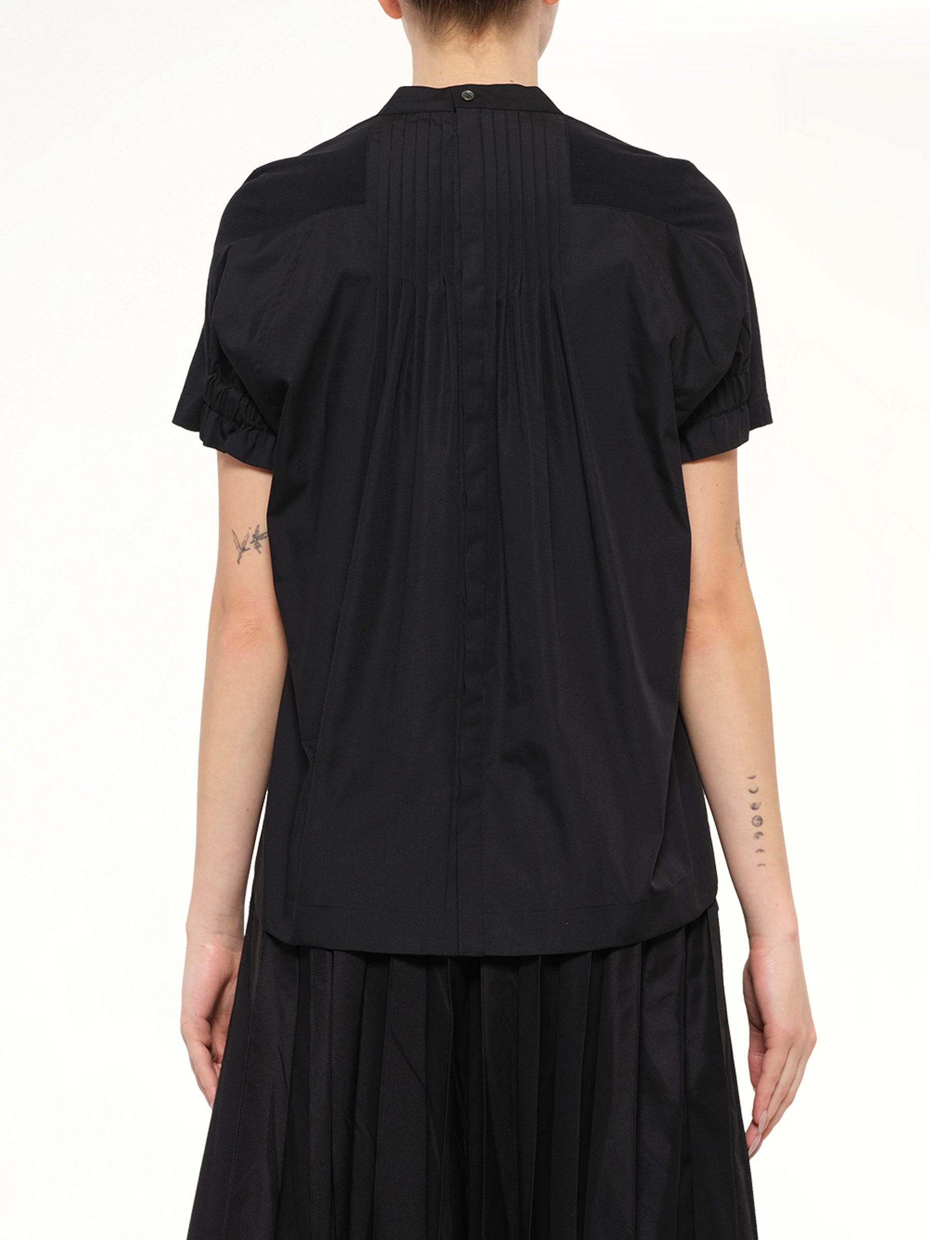 Cotton Poplin x Cotton Jersey T-Shirt in Black