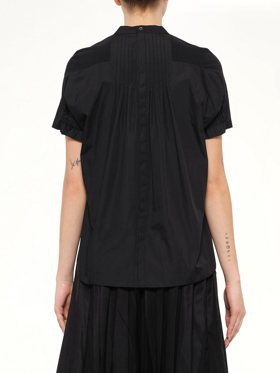 Cotton Poplin x Cotton Jersey T-Shirt in Black