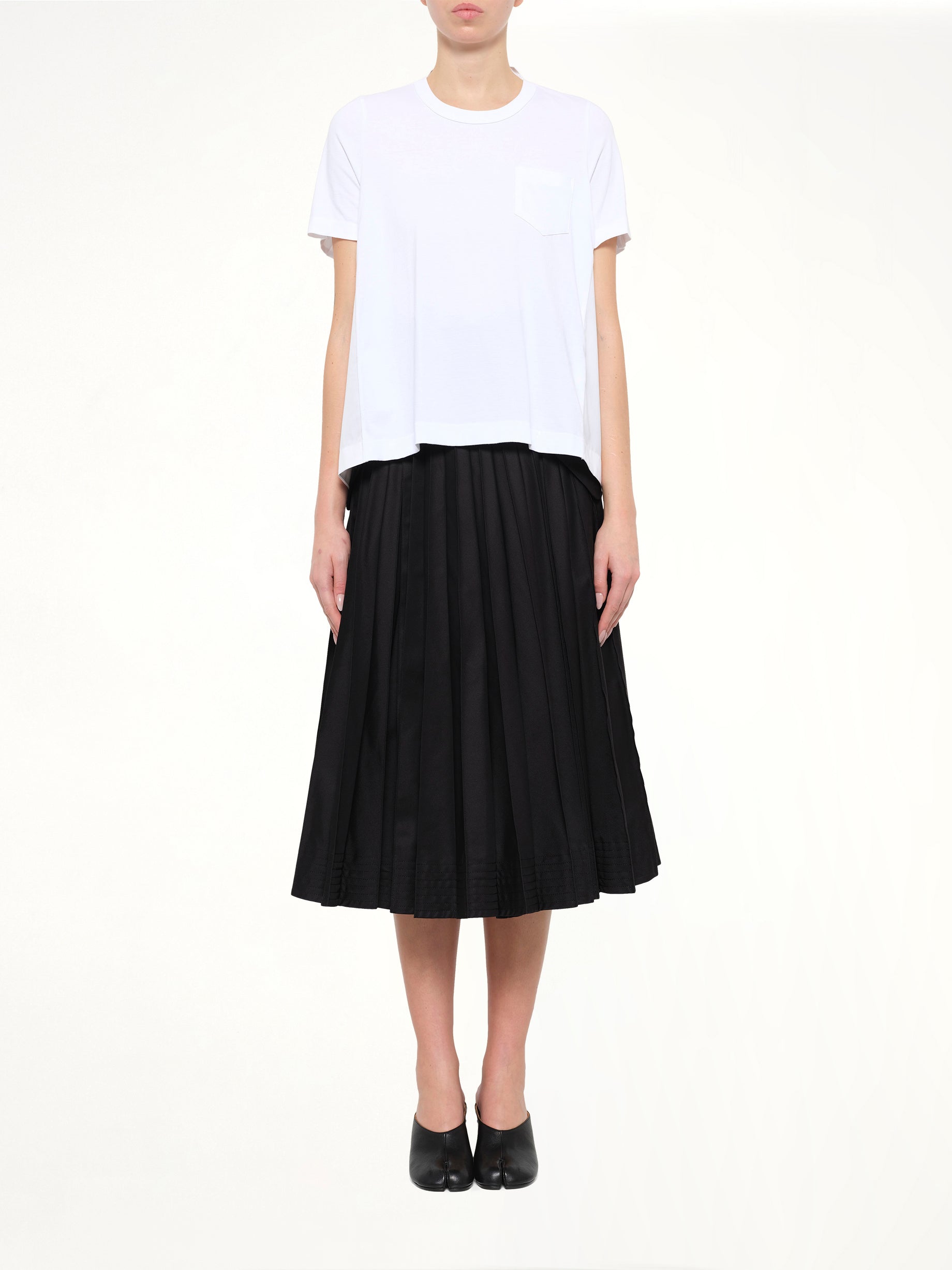 Cotton Poplin x Cotton Jersey T-Shirt in White
