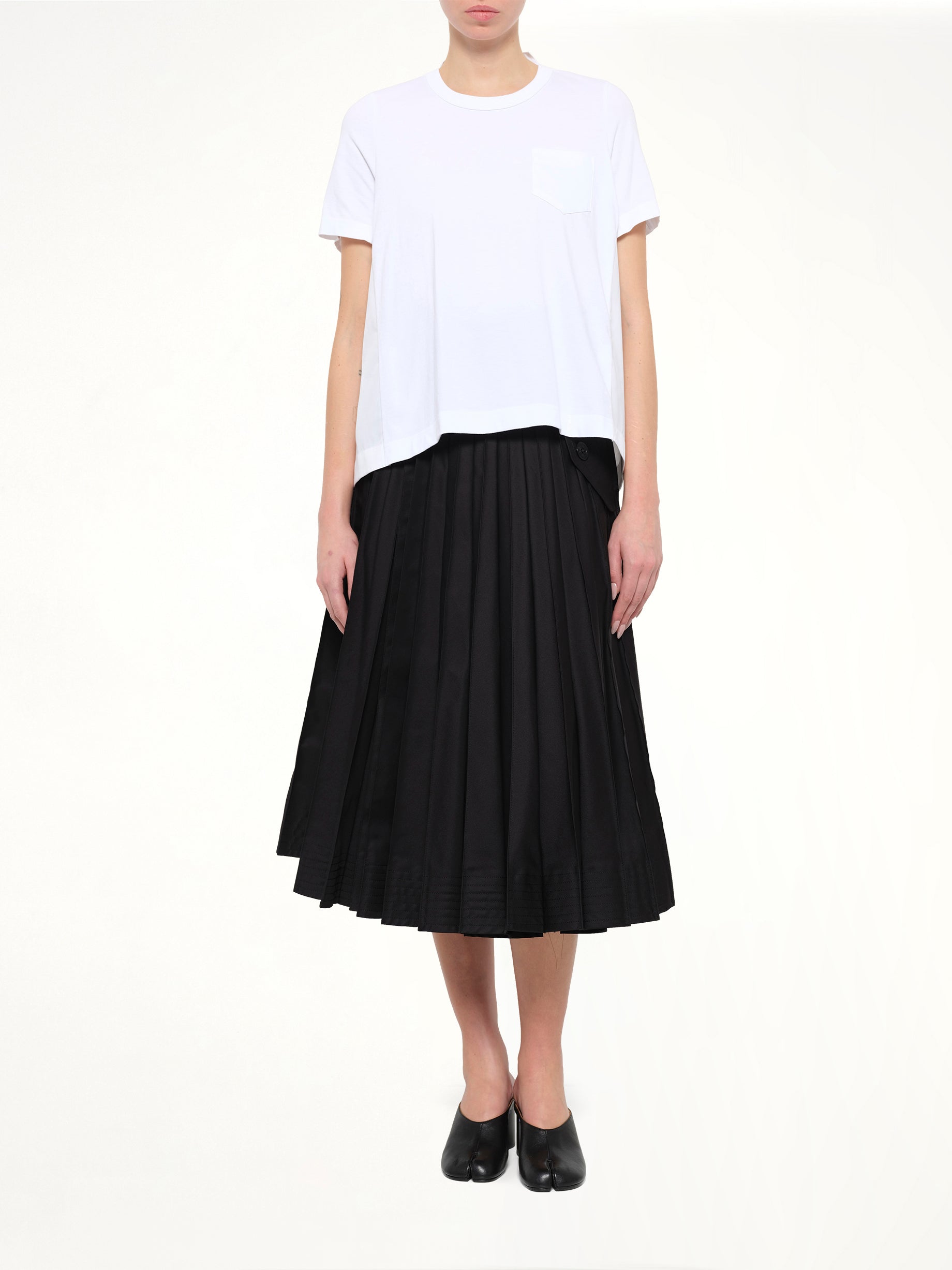 Cotton Poplin x Cotton Jersey T-Shirt in White