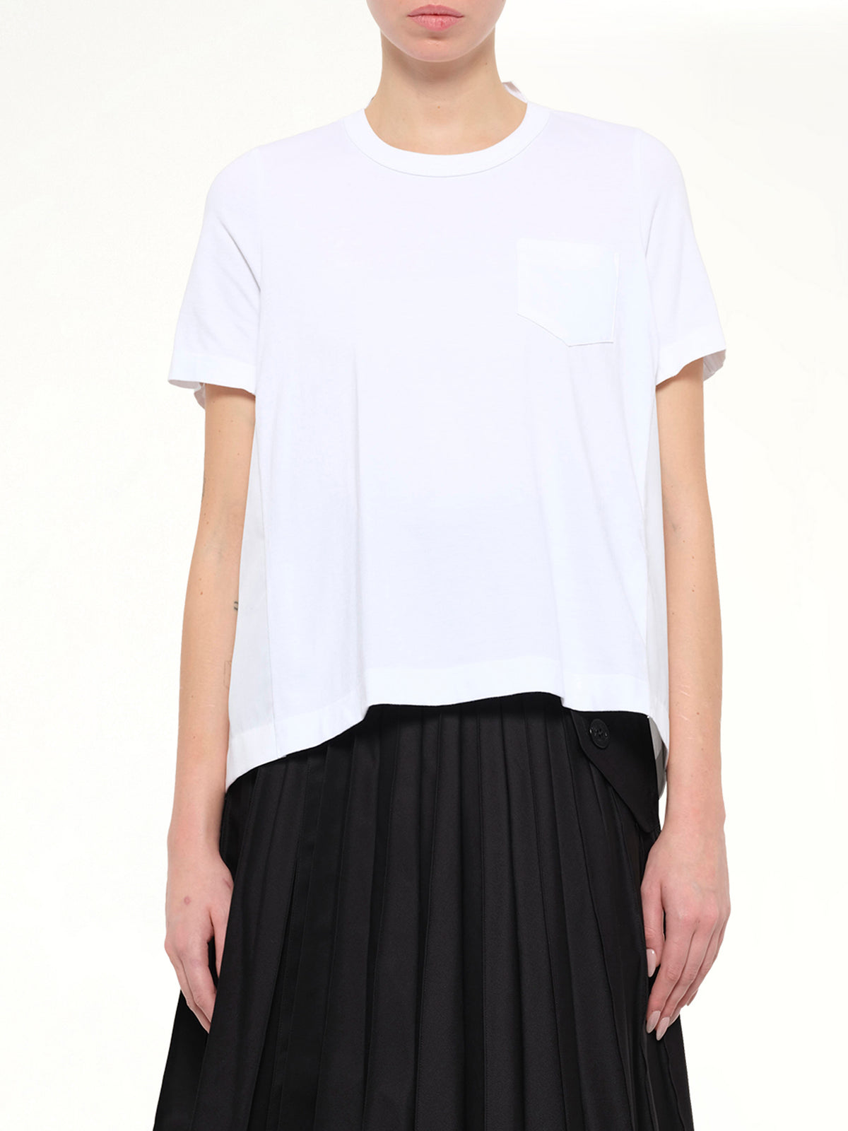 Cotton Poplin x Cotton Jersey T-Shirt in White