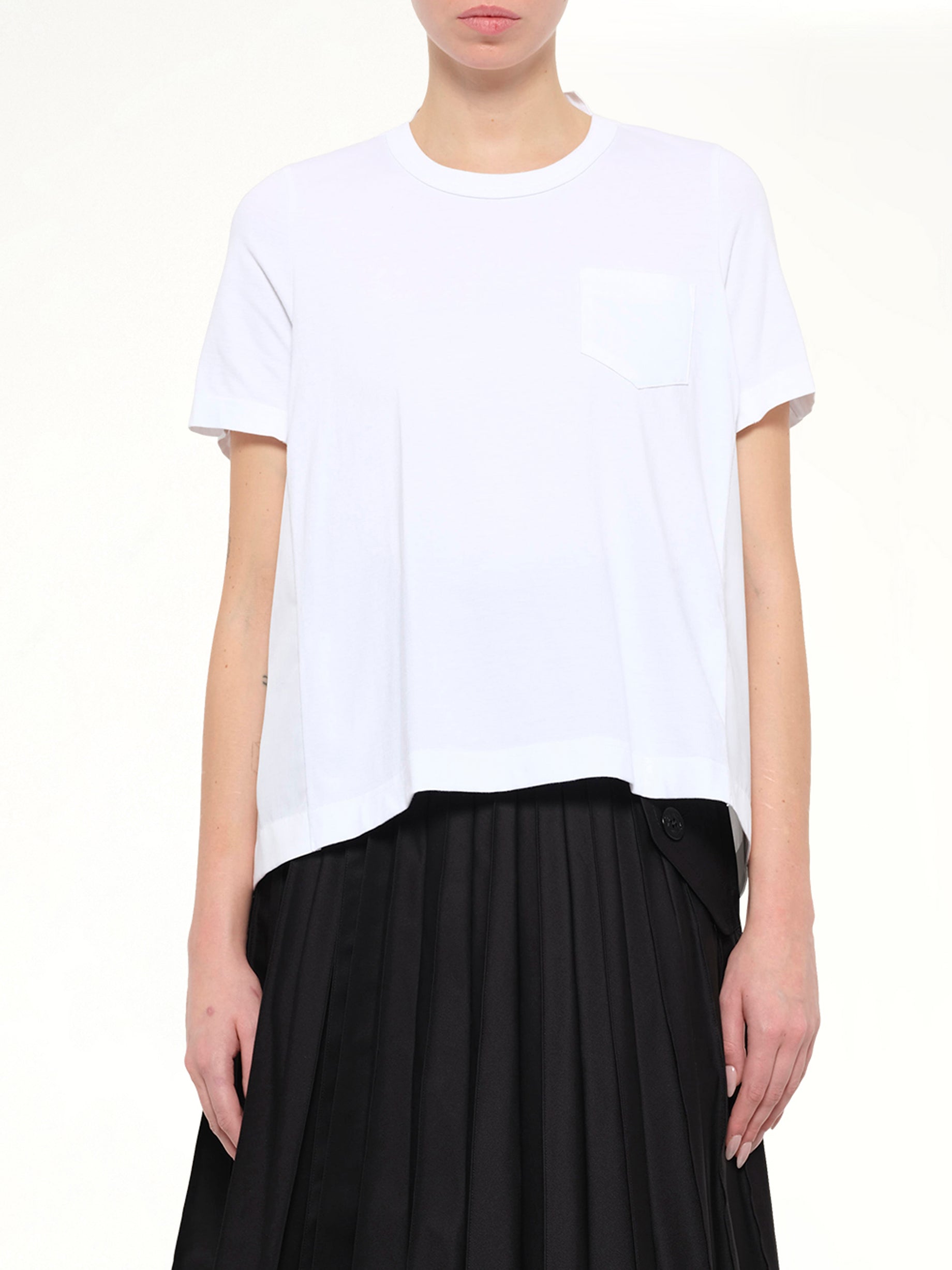 Cotton Poplin x Cotton Jersey T-Shirt in White