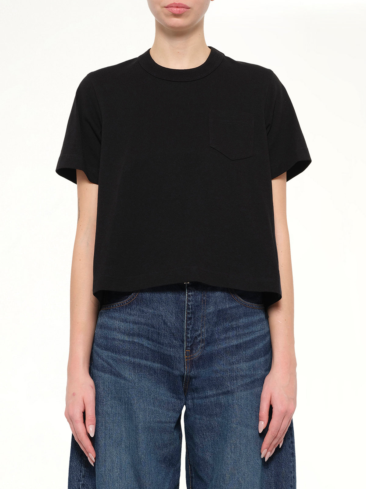 Denim x Cotton Jersey T-Shirt in Black