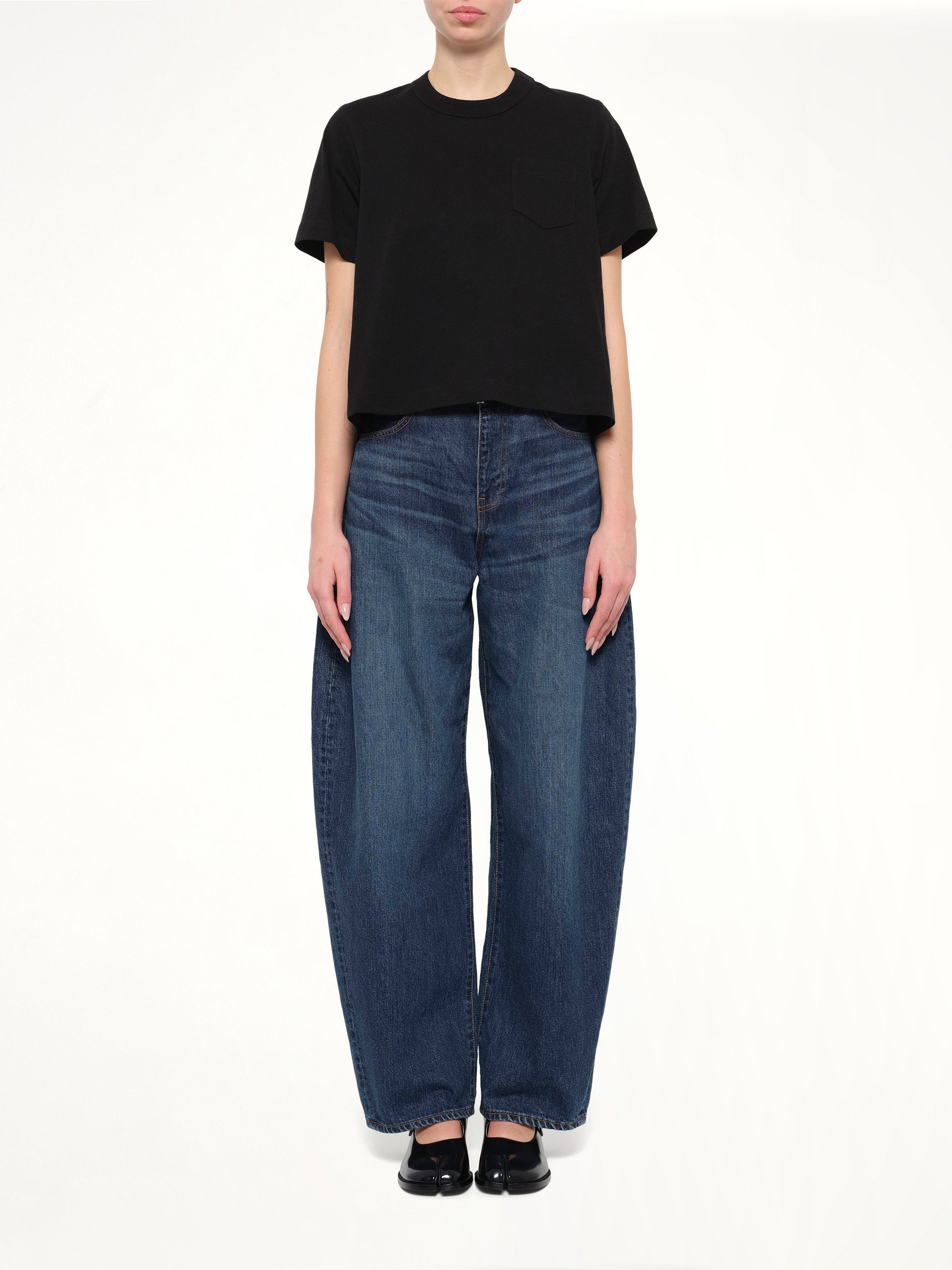 Denim x Cotton Jersey T-Shirt in Black