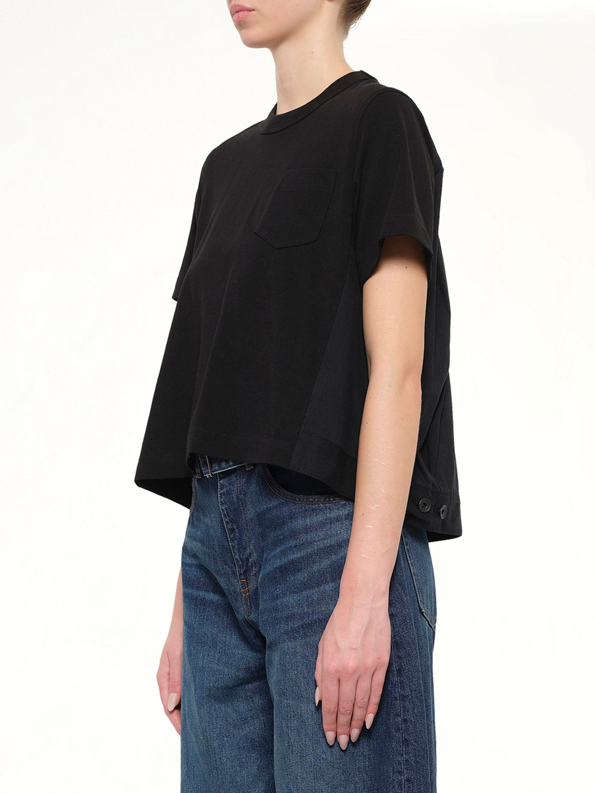 Denim x Cotton Jersey T-Shirt in Black