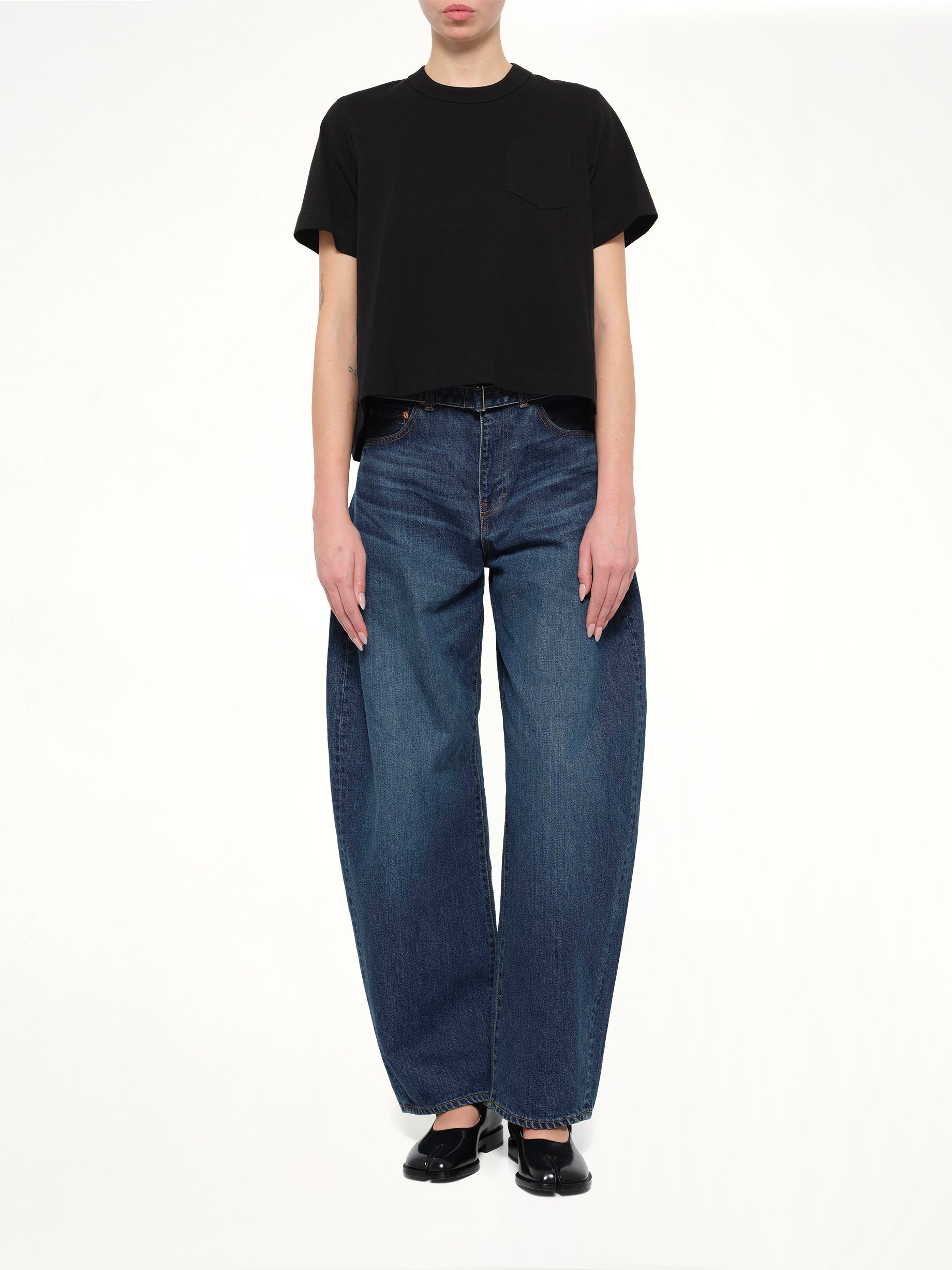 Denim x Cotton Jersey T-Shirt in Black