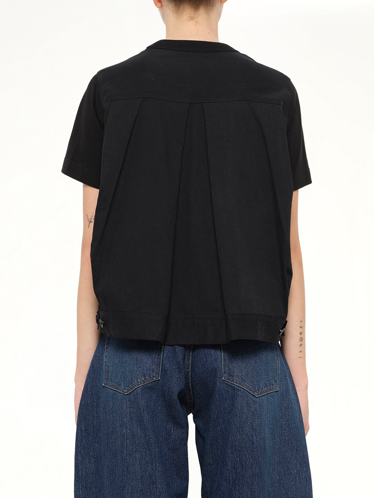 Denim x Cotton Jersey T-Shirt in Black