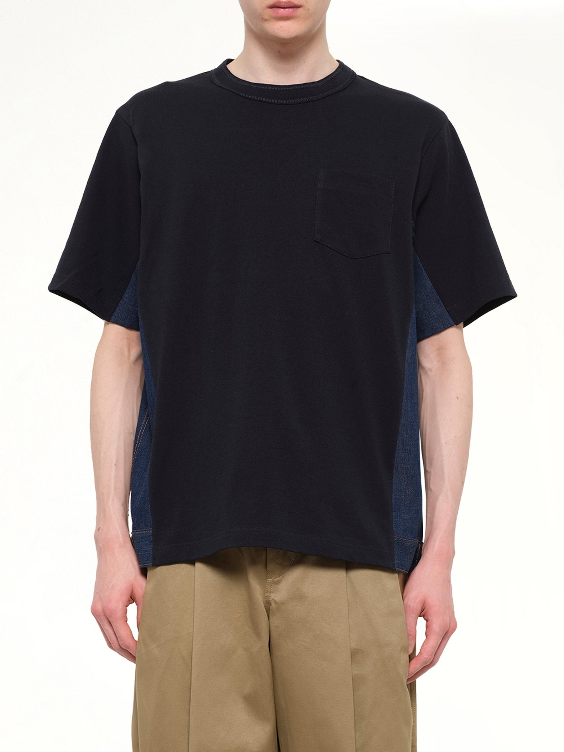 Denim x Cotton Jersey T-Shirt in Navy/Blue