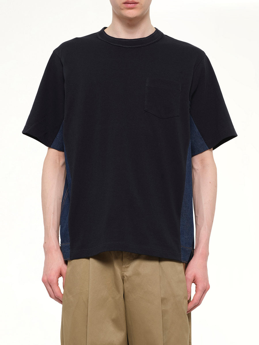 Denim x Cotton Jersey T-Shirt in Navy/Blue