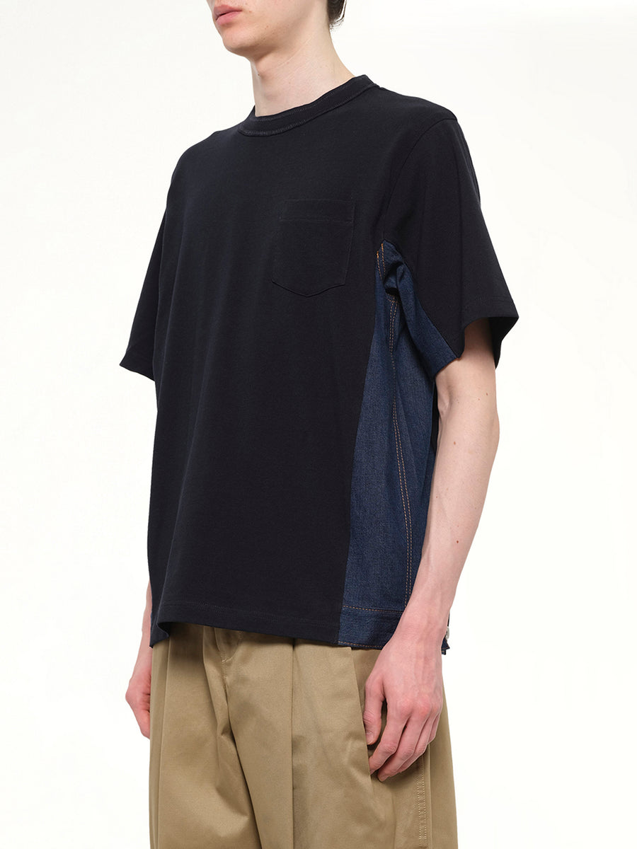Denim x Cotton Jersey T-Shirt in Navy/Blue