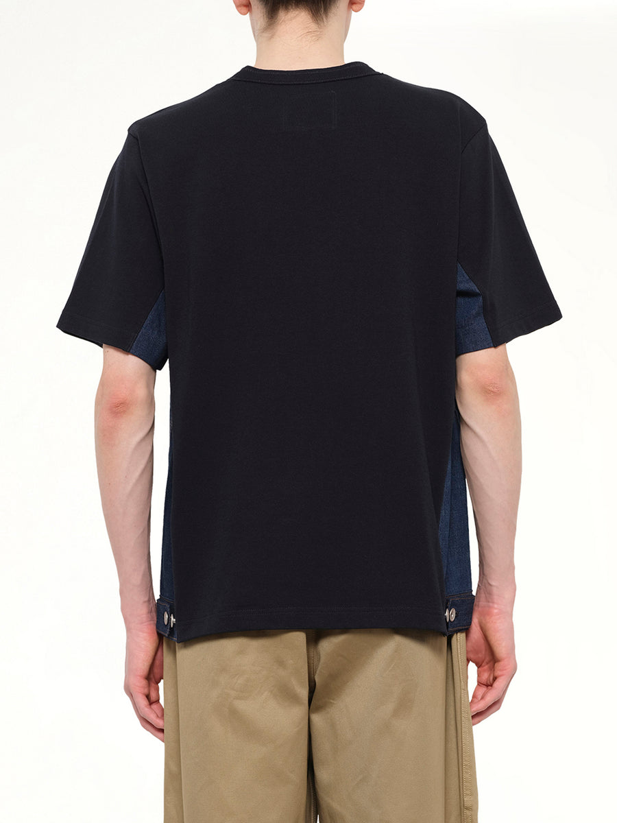 Denim x Cotton Jersey T-Shirt in Navy/Blue