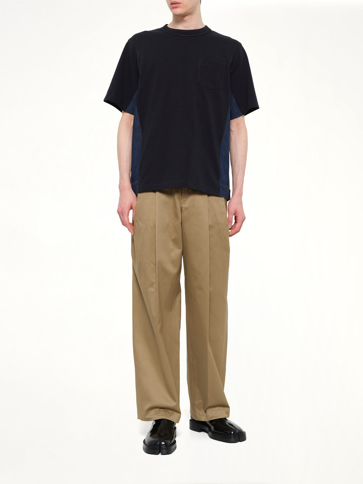 Denim x Cotton Jersey T-Shirt in Navy/Blue