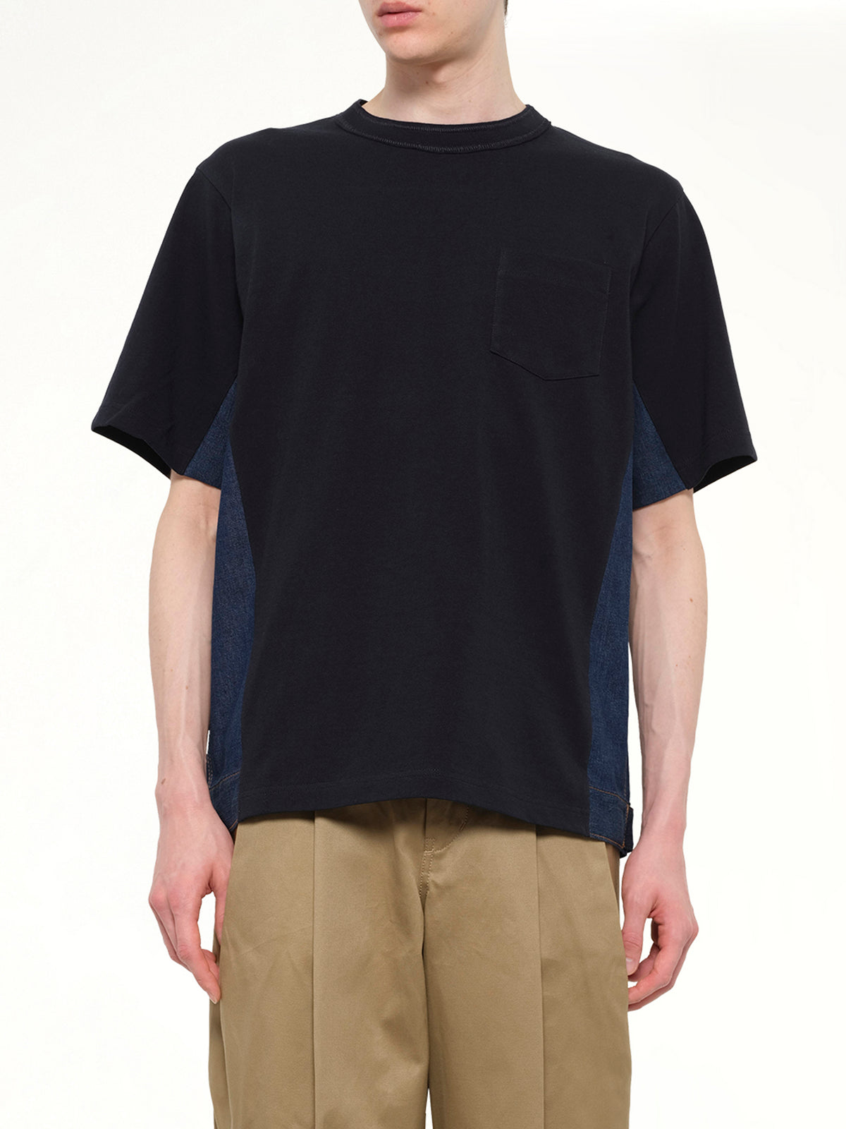 Denim x Cotton Jersey T-Shirt in Navy/Blue