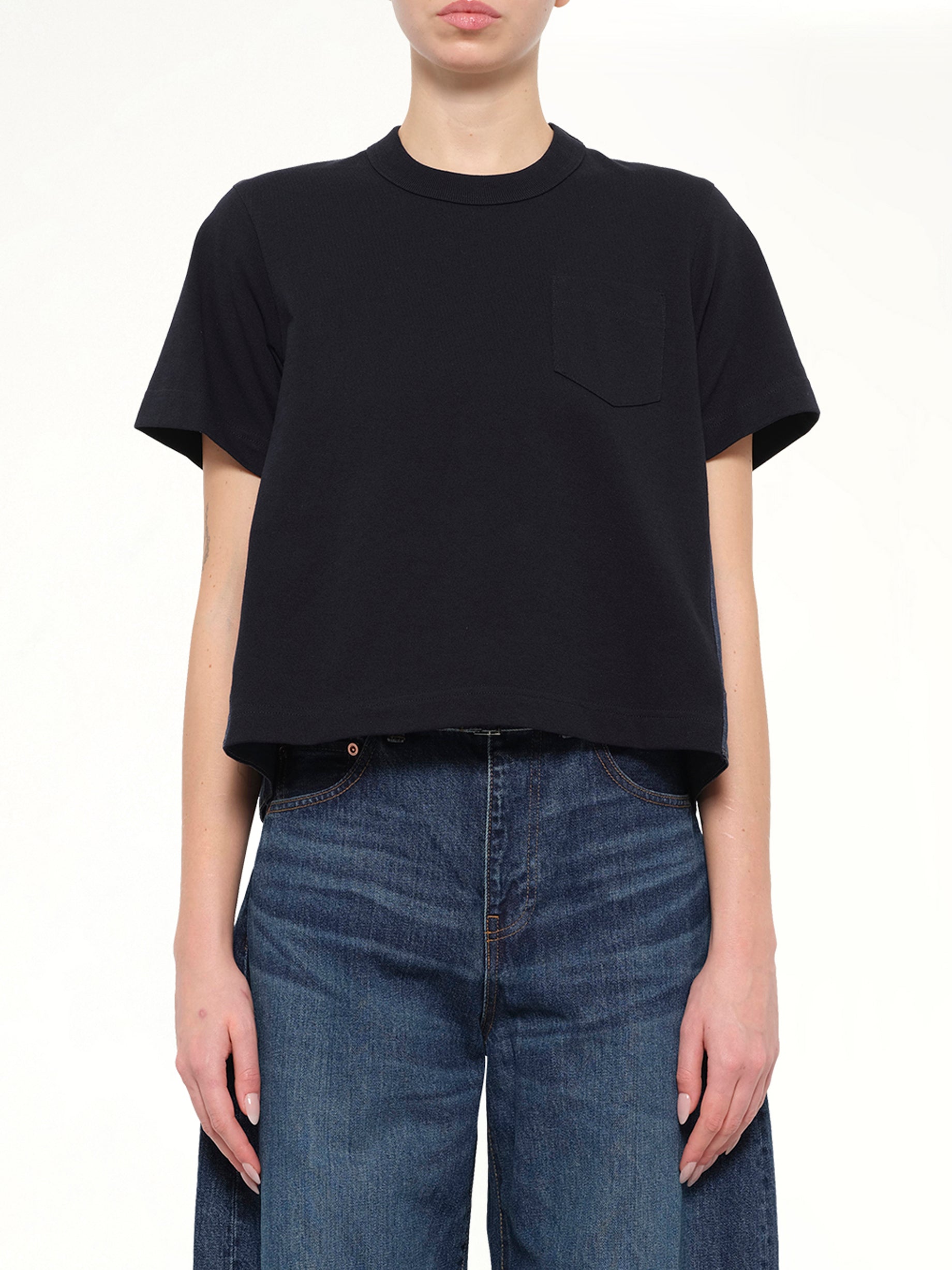 Denim x Cotton Jersey T-Shirt in Navy/Blue
