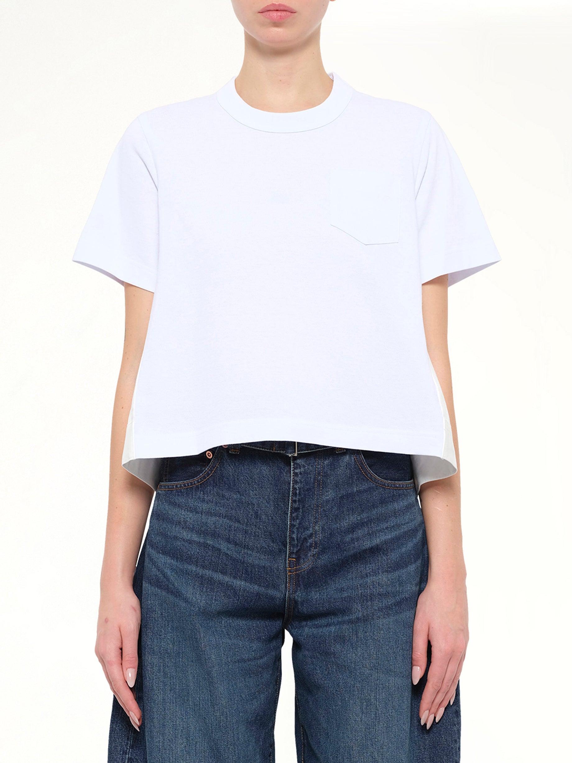 Denim x Cotton Jersey T-Shirt in White/Off White