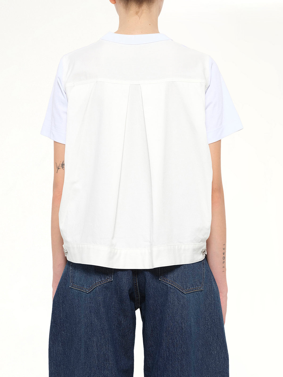 Denim x Cotton Jersey T-Shirt in White/Off White
