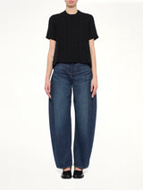 Denim x Cotton Knit Sweater in Black