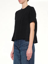 Denim x Cotton Knit Sweater in Black