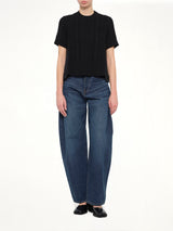 Denim x Cotton Knit Sweater in Black