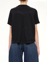 Denim x Cotton Knit Sweater in Black