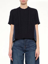 Denim x Cotton Knit Sweater in Navy
