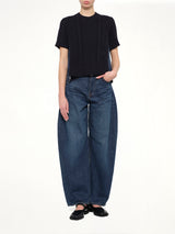 Denim x Cotton Knit Sweater in Navy