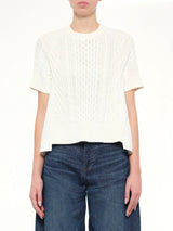 Denim x Cotton Knit Sweater in Off White