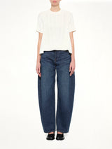 Denim x Cotton Knit Sweater in Off White
