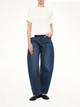 Denim x Cotton Knit Sweater in Off White