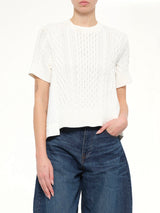 Denim x Cotton Knit Sweater in Off White
