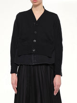 Denim x Knit Cardigan in Black