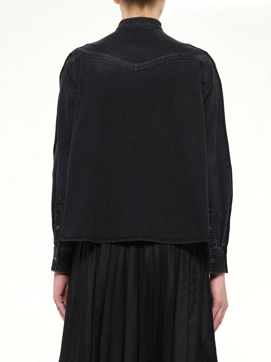 Denim x Knit Cardigan in Black