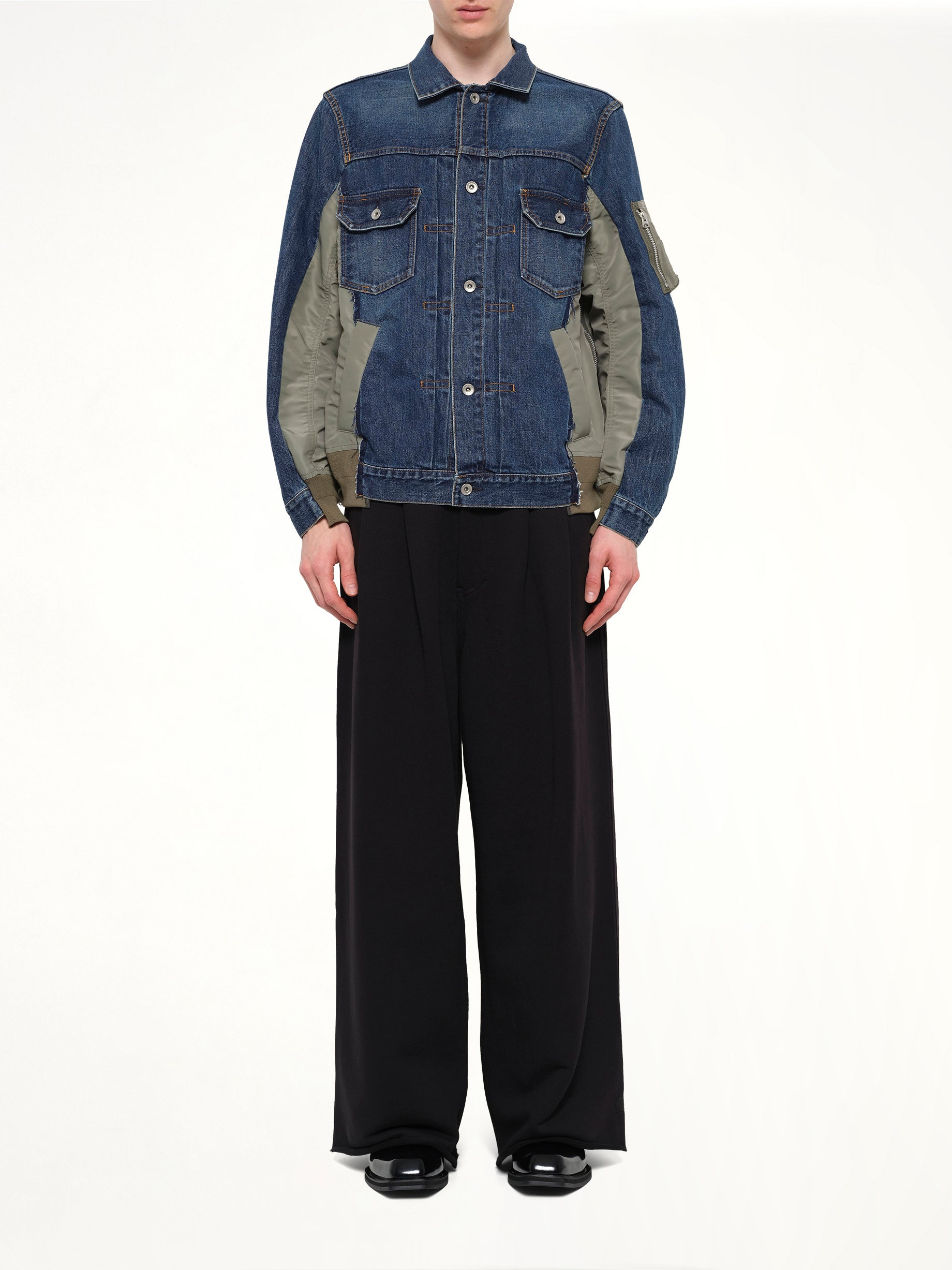 Denim x Nylon Twill Jacket in Blue