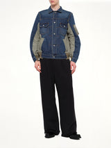 Denim x Nylon Twill Jacket in Blue