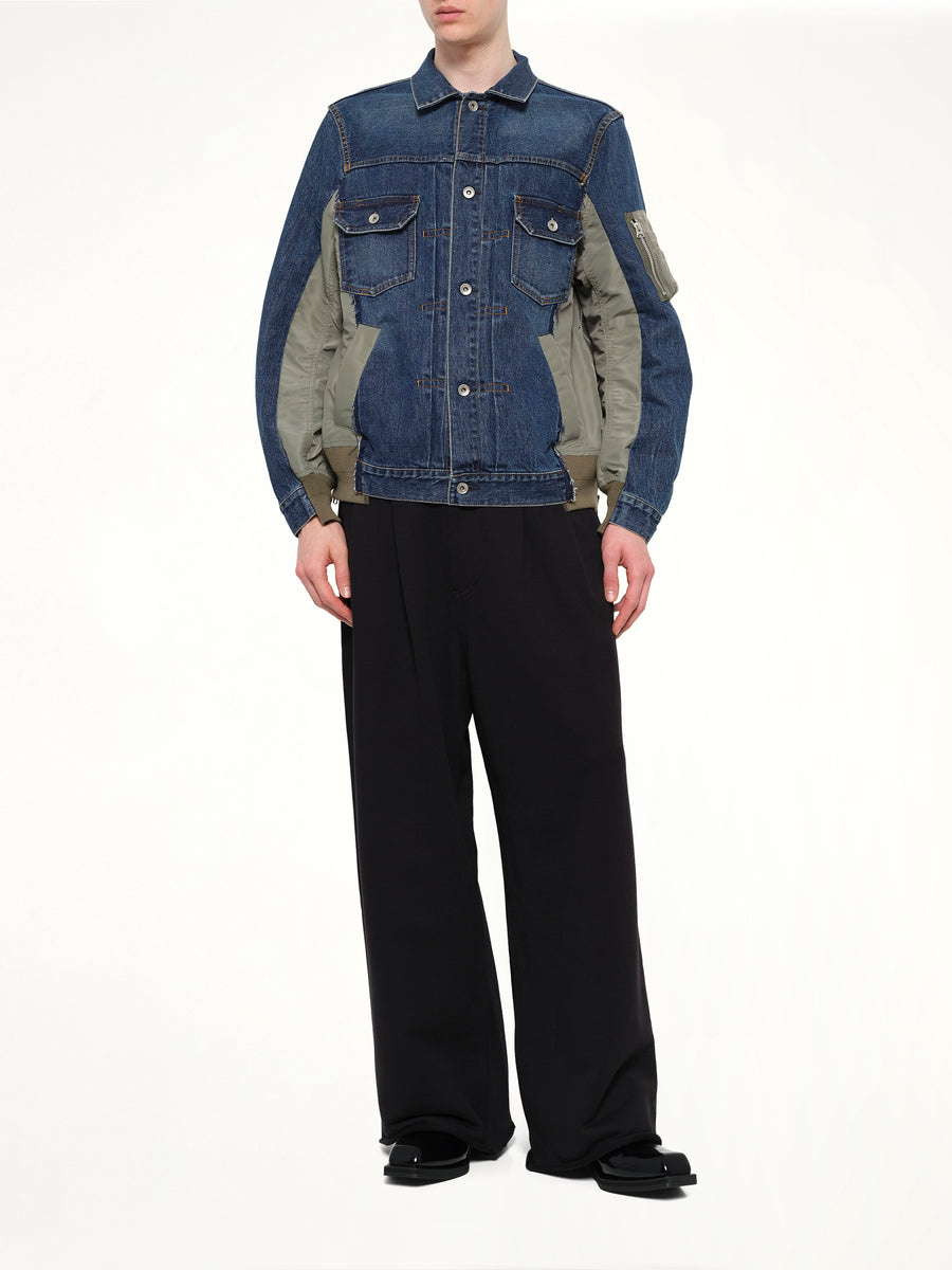 Denim x Nylon Twill Jacket in Blue