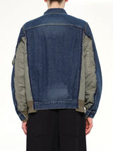 Denim x Nylon Twill Jacket in Blue