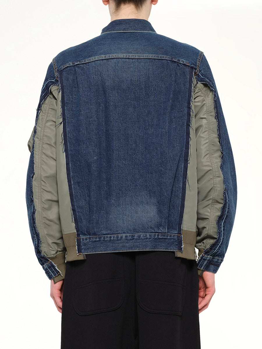 Denim x Nylon Twill Jacket in Blue
