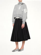 Layered Sponge Sweat x Nylon Twill Hoodie in Light Gray