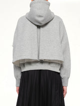 Layered Sponge Sweat x Nylon Twill Hoodie in Light Gray