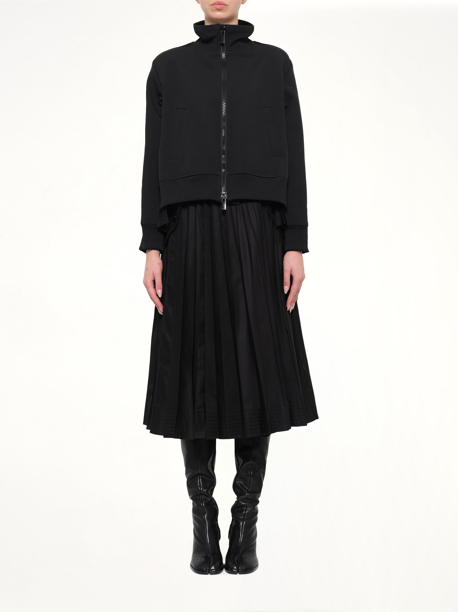 Matelasse Twill Blouson in Black