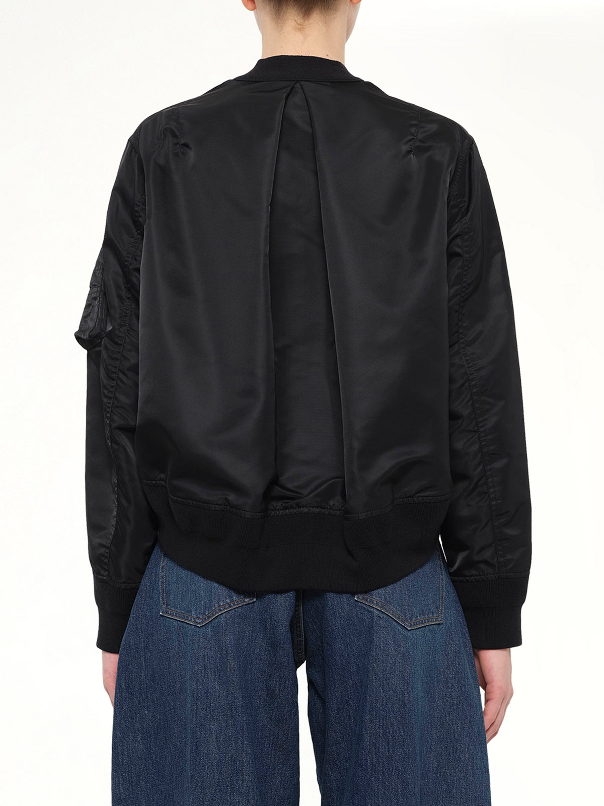 Nylon Twill x Cotton Knit Cardigan in Black