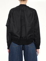 Nylon Twill x Cotton Knit Cardigan in Black